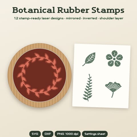 Botanical Rubber Stamp Art: 12 Stamp-Ready Laser Files (Mirrored SVG, DXF, PNG), cover