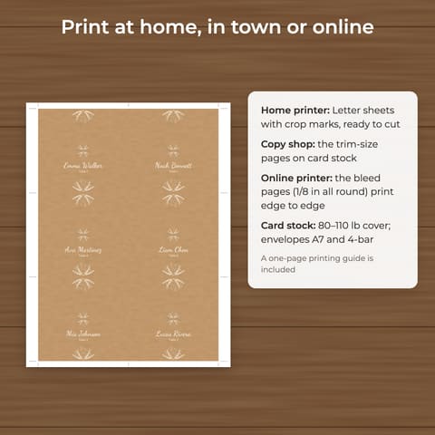 Rustic Kraft Wedding Table Numbers 1-30 and Place Cards, preview 3