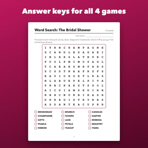 Bridal Shower Word Search and Scramble, preview 3