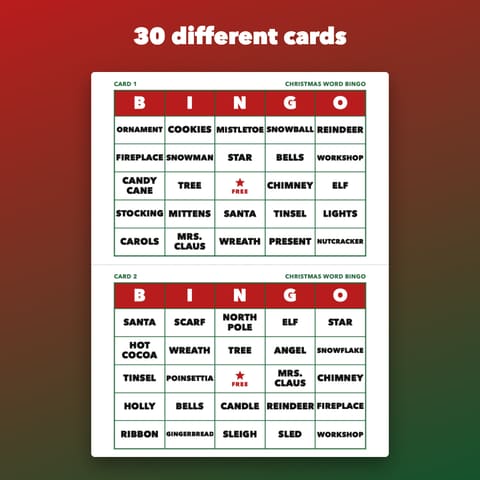 Christmas Bingo Printable for Kids and Classroom Parties, preview 1