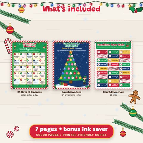 Kindness Challenge and Christmas Countdown Calendar Printable, preview 1