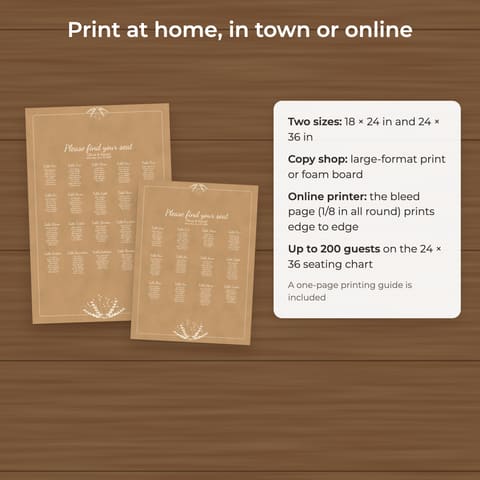Rustic Kraft Wedding Seating Chart Template, preview 3