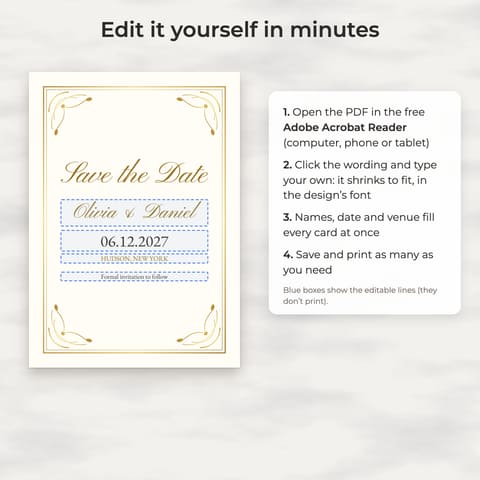 Classic Gold Save the Date Template, preview 2