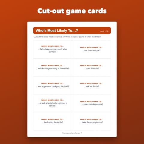 Thanksgiving Party Games Printable for Family, preview 3