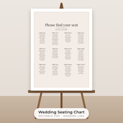 Modern Minimalist Wedding Seating Chart Template, cover
