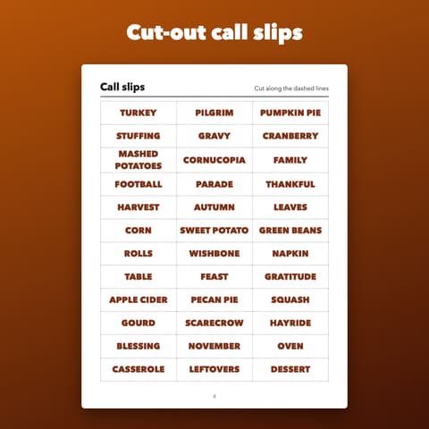 Thanksgiving Bingo Printable Family Game, preview 3