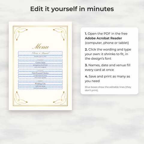 Classic Gold Wedding Menu Template, preview 2