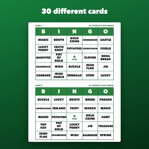 St. Patrick’s Day Bingo Printable for Kids and Classroom Parties, preview 1