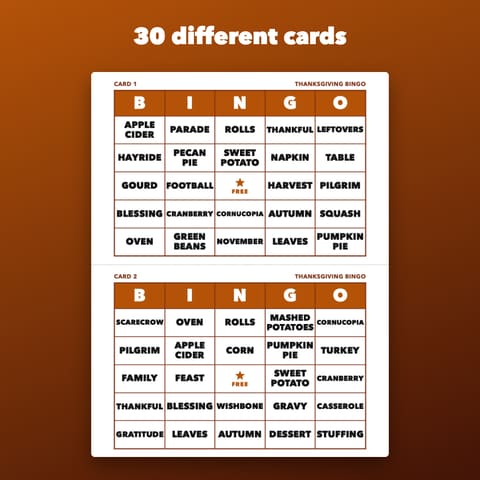 Thanksgiving Bingo Printable Family Game, preview 1