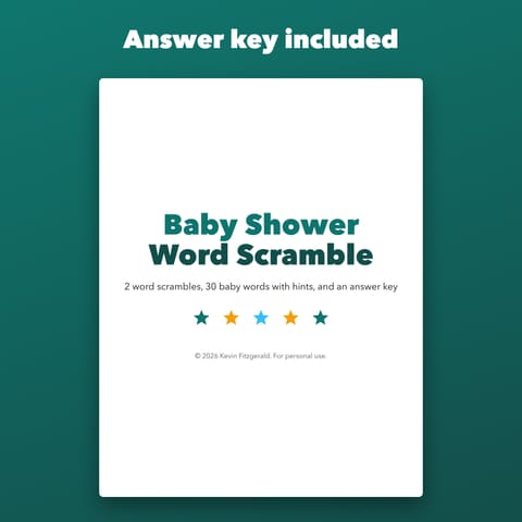 Baby Shower Word Scramble: 30 Puzzles, preview 3