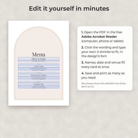 Modern Minimalist Wedding Menu Template, preview 2