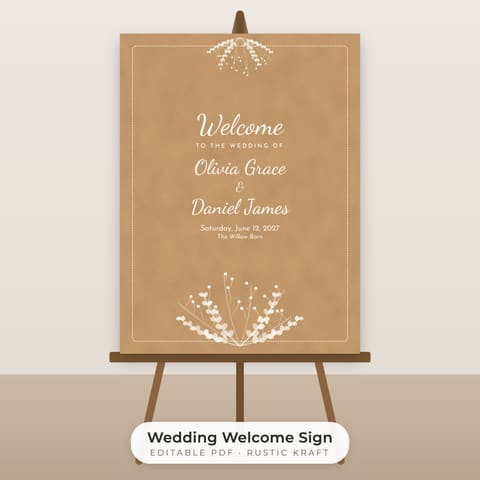 Rustic Kraft Wedding Welcome Sign Template, cover