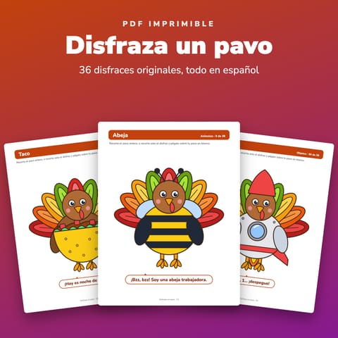 Disfraza un pavo imprimible en español, cover