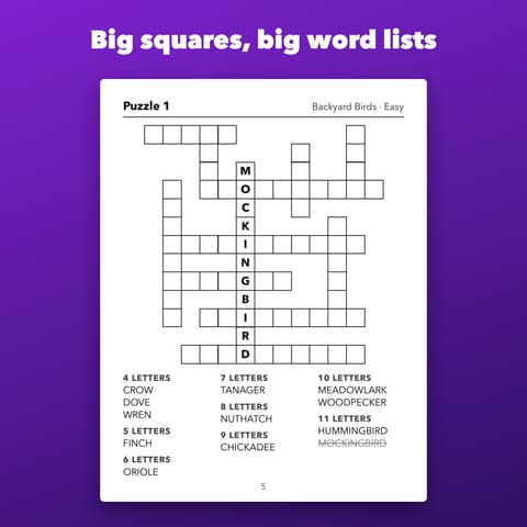 Large Print Word Fill-Ins Printable for Seniors, preview 1
