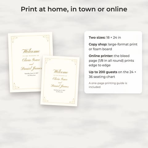 Classic Gold Wedding Welcome Sign Template, preview 3