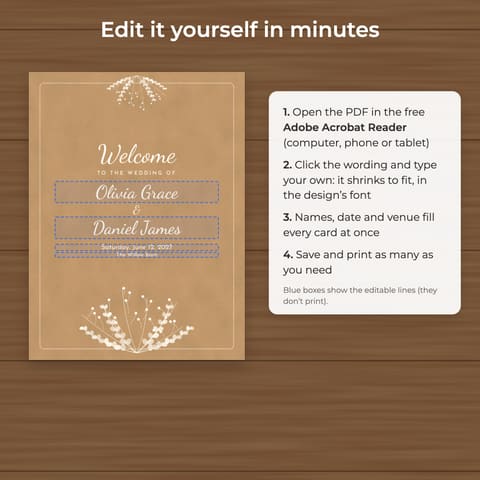 Rustic Kraft Wedding Welcome Sign Template, preview 2