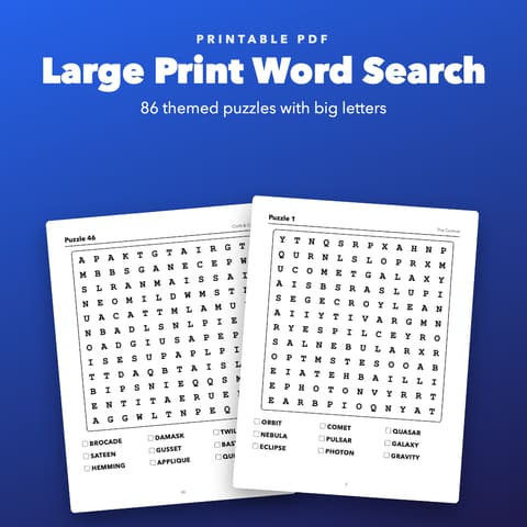 Large Print Word Search Printable for Seniors, cover