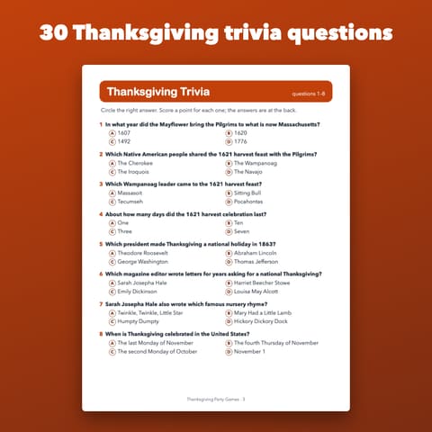 Thanksgiving Party Games Printable for Family, preview 2