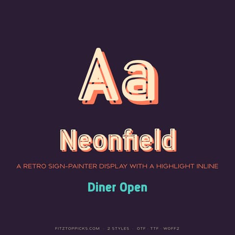 Neonfield: Retro Inline Display Font (2 Styles, OTF TTF WOFF2), cover