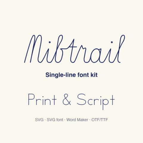 Nibtrail Single Line Font Kit: Cricut Pen Font and Engraving Font, Print and Script SVG, cover