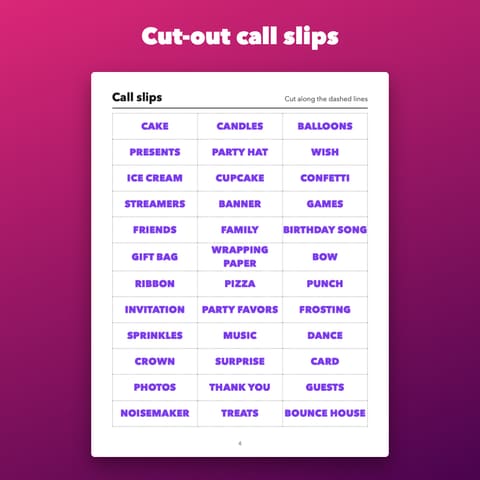 Birthday Party Bingo: 30 Cards for Kids and Adults, preview 3