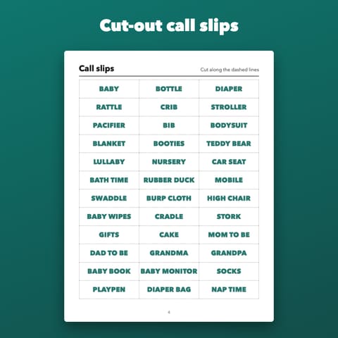 Baby Shower Bingo: 30 Gender Neutral Cards, preview 3