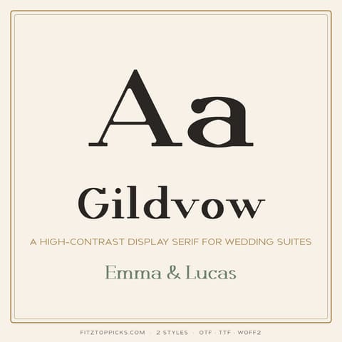 Gildvow: High-Contrast Wedding Serif Font (2 Styles, OTF TTF WOFF2), cover