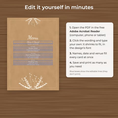 Rustic Kraft Wedding Menu Template, preview 2