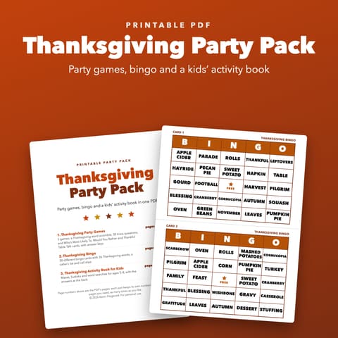 Thanksgiving Party Pack Printable Bundle, cover