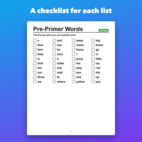 Dolch Sight Words Workbook Printable for Pre-K to 1st Grade, preview 2