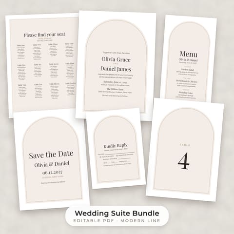 Modern Minimalist Wedding Template Bundle, cover