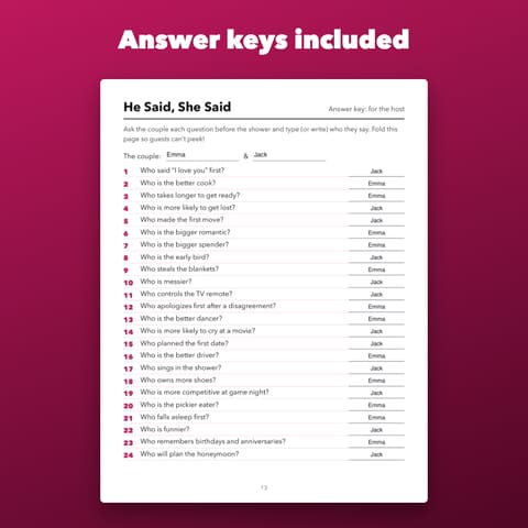 Bridal Shower Games Bundle: 8 Games with Answer Keys, preview 3