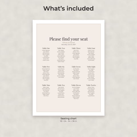 Modern Minimalist Wedding Seating Chart Template, preview 1