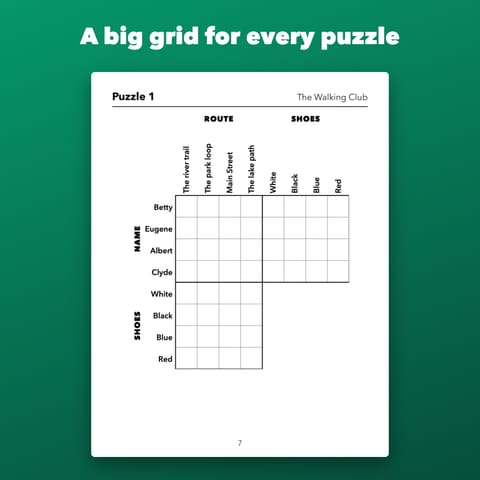 Large Print Logic Grid Puzzles Printable for Adults and Seniors, preview 2