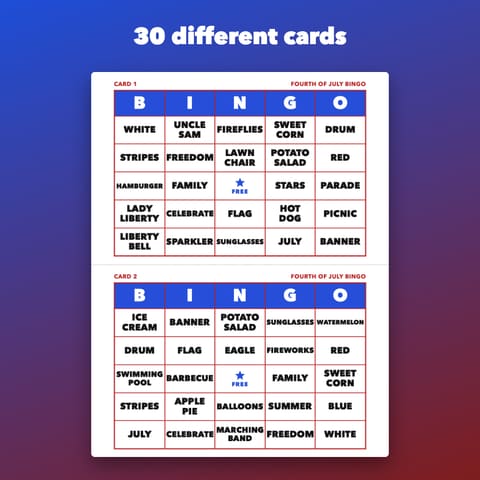 Fourth of July Bingo Printable for Family Parties, preview 1