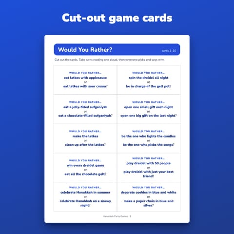 Hanukkah Party Games Printable for Family, preview 3