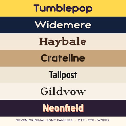 FitzTopPicks Font Bundle: 7 Original Font Families (OTF TTF WOFF2), cover