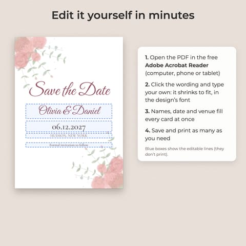 Watercolor Floral Save the Date Template, preview 2