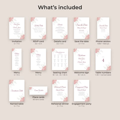Watercolor Floral Wedding Template Bundle, preview 1