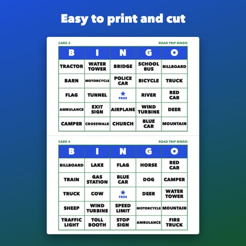 Road Trip Bingo Printable Car Game for Kids, preview 3