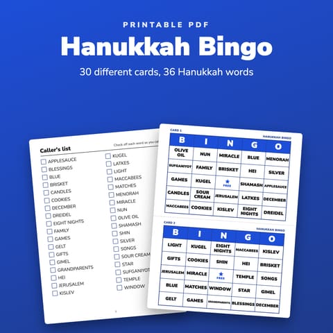 Hanukkah Bingo Printable for Families and Classrooms, cover