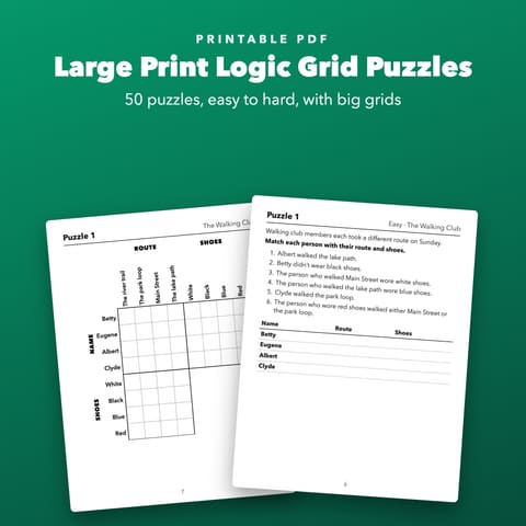Large Print Logic Grid Puzzles Printable for Adults and Seniors, cover
