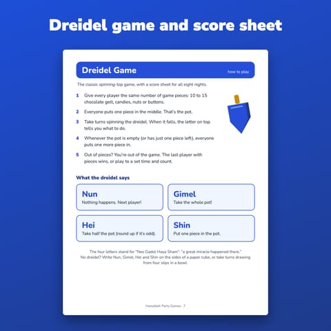 Hanukkah Party Games Printable for Family, preview 2