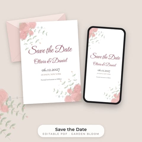 Watercolor Floral Save the Date Template, cover