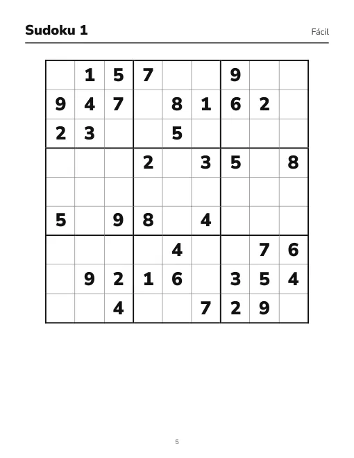 Sudoku fácil en letra grande