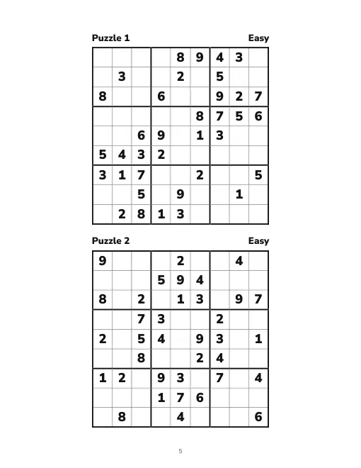 Two easy large print sudoku