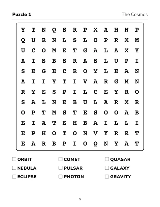 Large print word search